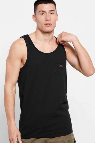 Funky Buddha ανδρικό βαμβακερό tank top μονόχρωμο με τσέπη slip στο στήθος - FBM007-090-04 Μαύρο XL